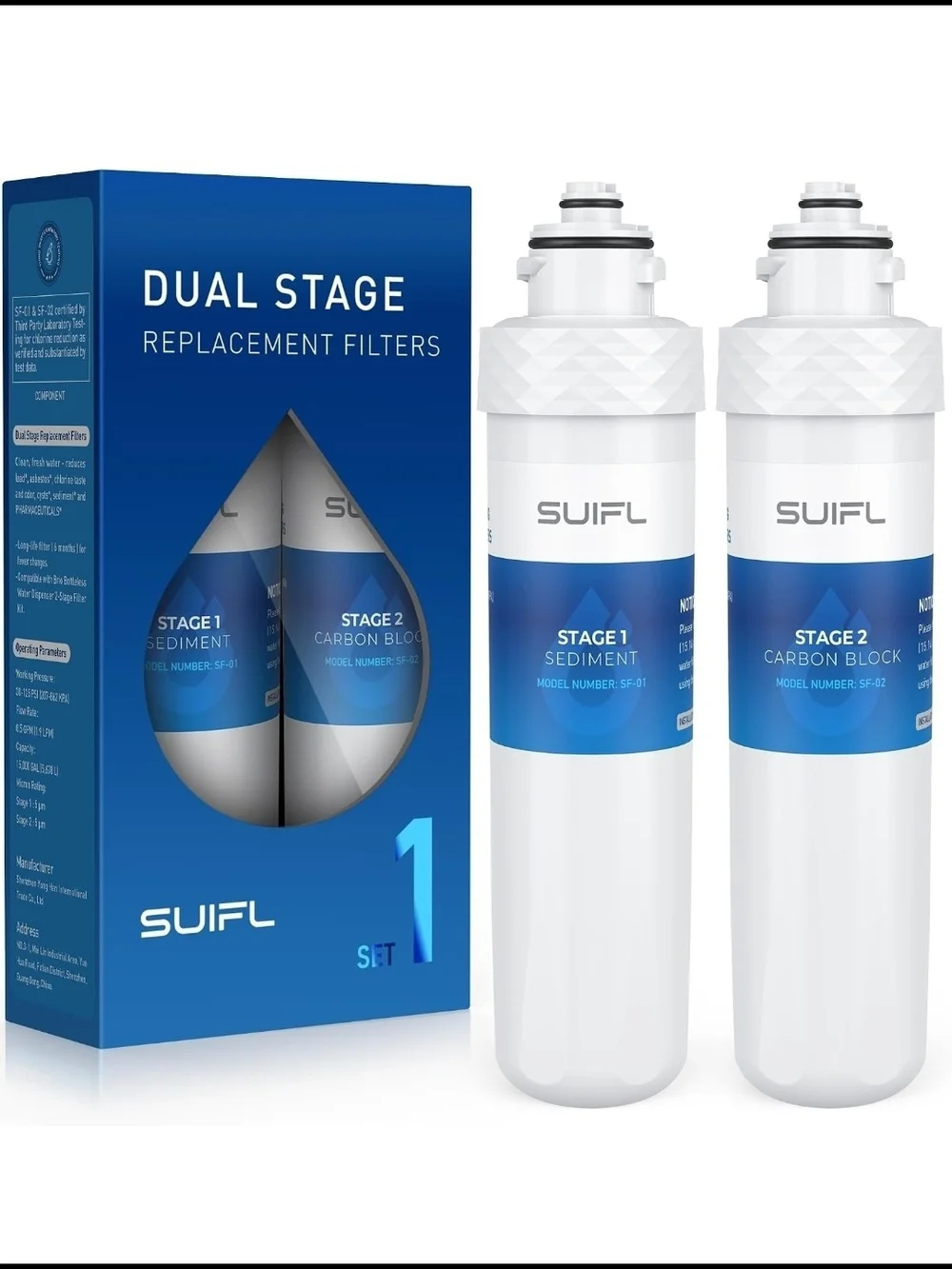 Suifl UVF2 2 Stage Cooler Filter Replacement Kit, Compatible with Brio UVF2
